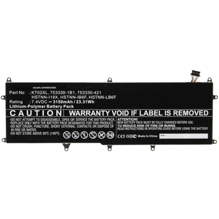 Batterie d'ordinateur portable HP PRO X2 612 G1 BASE DE CLAVIER KT02XL 3230MAH 7.5V