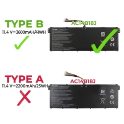 Batterie d'ordinateur portable pour ACER ASPIRE V3-371 AC14B13J AC14B18J AC14B18K 11.4V 3600MAH