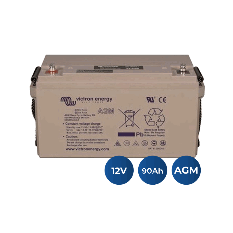 12V/90Ah Batterie AGM à décharge profonde (M6) Victron Energy (BAT412800085)