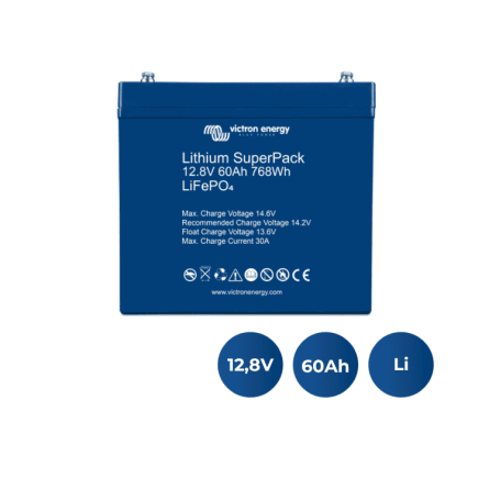 Batterie Lithium SuperPack 12,8V/60Ah (M6) Victron Energy (BAT512060705)