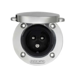 Prise de quai stainless with cover 16A/250Vac (2p/3w) Victron Energy (SHP301602000)