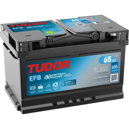 Tudor EFB TL652 12V 65Ah 650A, 278 × 175 × 175 mm, Borne positive à droite Tudor EFB TL652 12V 65Ah 650A, 278 × 175 × 175 mm, Borne positive à droite