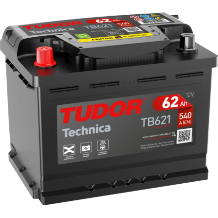 Tudor Technica TB621 12V 62Ah 540A, 242 × 175 × 190 mm, Borne positive à gauche