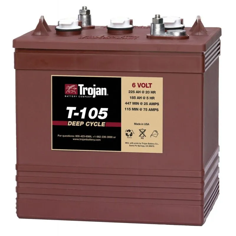 ▷ Trojan Motive T-105 6V 225Ah Batterie Inondée à Décharge Profonde