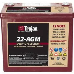 Batterie au Plomb-Acide AGM 12V 50Ah Trojan 22-AGM à Décharge Profonde