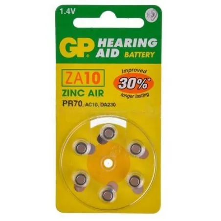 Piles auditives GP Mod.ZA10 (Pack de 60 piles)