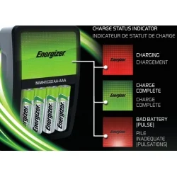 Chargeur de piles rechargeables Energizer Maxi avec 4 piles AA 2000 mAh