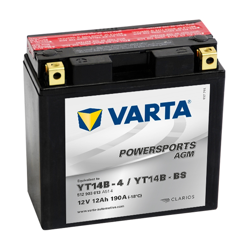 Batterie Gel 12V 14Ah KAGE YT14B-4 / YT14B-BS - Compatible Yamaha BT1100, FJR1300, MT-01, Etc. - Sans Entretien, Prête à Monter