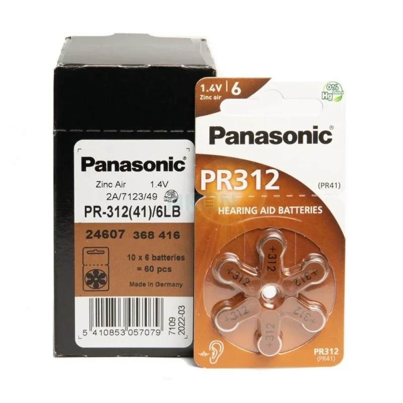 60 Piles Auditives PR312 / PR41 Panasonic Hearing Aid - Bestpiles