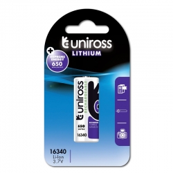 Batterie au lithium Uniross 3.7V 16340