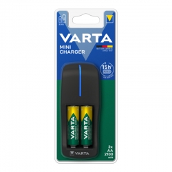 Mini chargeur Varta pour piles rechargeables AA, AAA Ni-Mh avec 2 piles AA 2100mah
