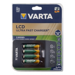 Chargeur ultra-rapide Varta LCD pour piles rechargeables AA, AAA Ni-Mh avec 4 piles AA...