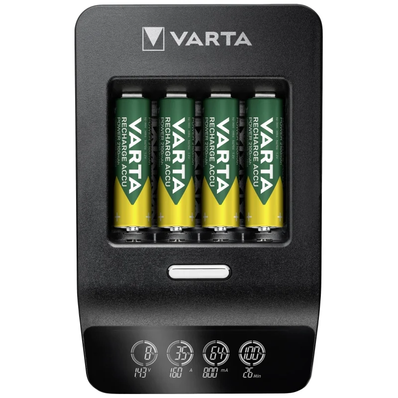 Chargeur ultra-rapide Varta LCD pour piles rechargeables AA, AAA Ni-Mh avec  4 piles AA 2100mah