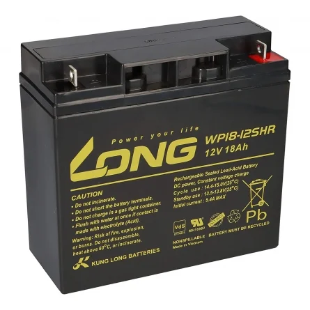 ▷ Batterie au Plomb AGM 12V 18Ah LONG WP18-12SHR Secours, UPS, CCTV