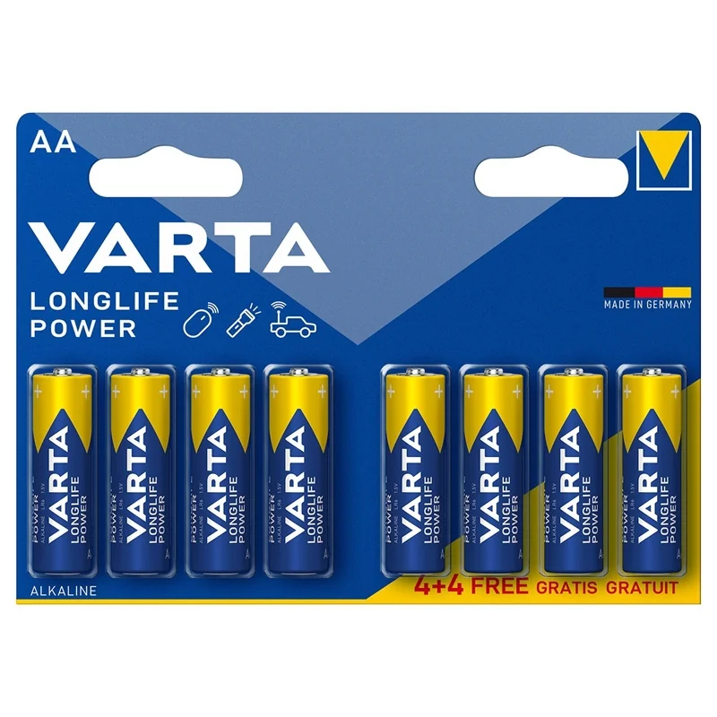 Piles Alcalines Varta AA Longlife Power (4+4 Unités)