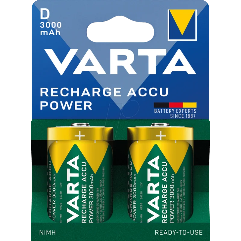 Piles rechargeables Varta D 1.2V 3000mAh Ni-MH