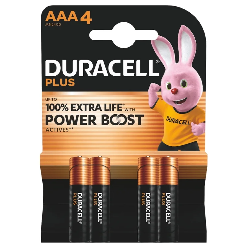 Piles Alcalines Duracell AAA LR03 MN2400 Plus Power (4 Unités)