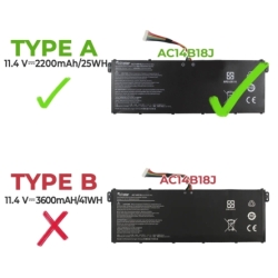 BATTERIE POUR ORDINATEUR PORTABLE ACER ASPIRE V3-371 V3-111 ES1-511 B115-M | AC14B18J