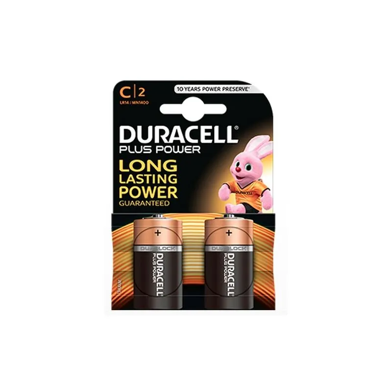 ▷ Piles Alcalines Duracell C LR14 MN1400 Plus Power (2 Unités)