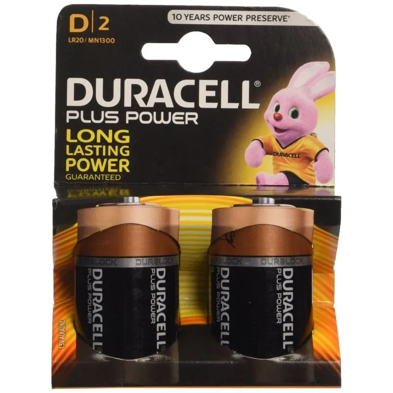 Duracell Plus, lot de 2 piles alcalines type D 1,5 Volts- LR20 MN1300 à  prix pas cher